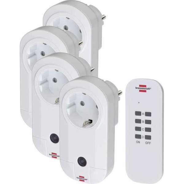 Brennenstuhl 1507050 Comfort-Line Radiografisch bediende schakelaarset - 4x IP20 / 1x 4-Kanaalszender Brennenstuhl 1507050 Comfort-Line Radiografisch bediende schakelaarset - 4x IP20 / 1x 4-Kanaalszender