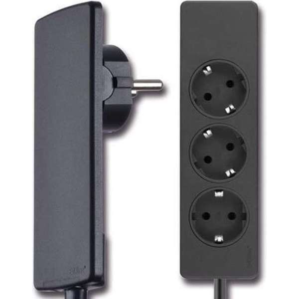 Evoline Plug platte stekker met stekkerdoos - Zwart Evoline Plug platte stekker met stekkerdoos - Zwart