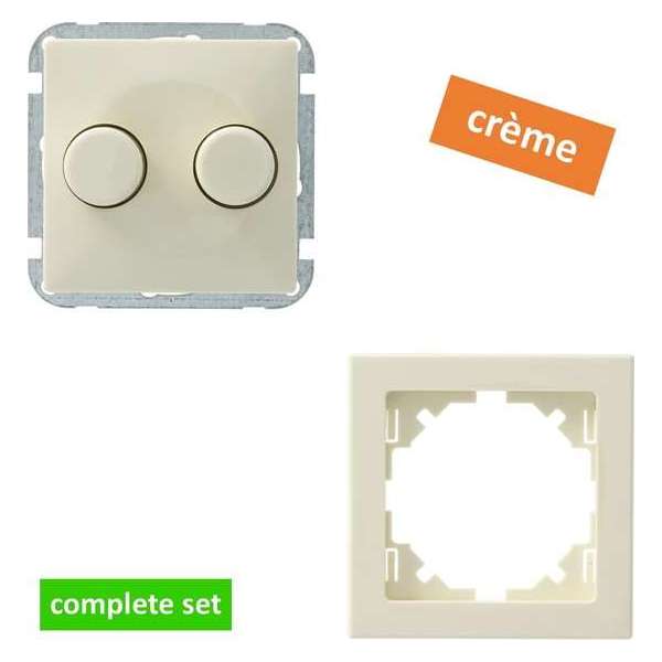 GAMMA duodimmer + raam - Everest - inbouw - 230V + halogeen zonder trafo - 2x 50-300 W - crème GAMMA duodimmer + raam - Everest - inbouw - 230V + halogeen zonder trafo - 2x 50-300 W - crème