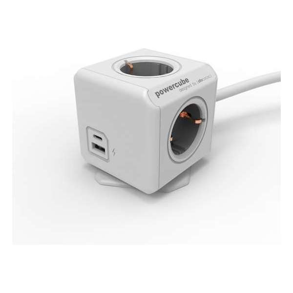 PowerCube Extended Duo USB (A + C) - 1.5 meter kabel - 4 stopcontacten - 2 USB laders (A + C) - Type F randaarde PowerCube Extended Duo USB (A + C) - 1.5 meter kabel - 4 stopcontacten - 2 USB laders (A + C) - Type F randaarde