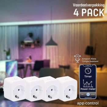 IDINIO Smart Plug met schakelaar - Instelbaar & Bedienbaar via app - 4 x slimme stekker