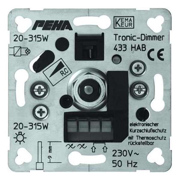 Peha 433 Inbouwdimmer 12V 20/315w 230V (tronic/ringkern/gloeilamp/LED) Peha 433 Inbouwdimmer 12V 20/315w 230V (tronic/ringkern/gloeilamp/LED)
