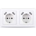 CoshX® dubbel usb stopcontact - dubbele inbouw wanddoos usb - wit