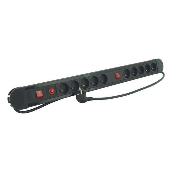 Profile Tafelcontactdoos - 10 voudig - Stekkerdoos met 2 Schakelaars - 150cm Snoer - Zwart Profile Tafelcontactdoos - 10 voudig - Stekkerdoos met 2 Schakelaars - 150cm Snoer - Zwart
