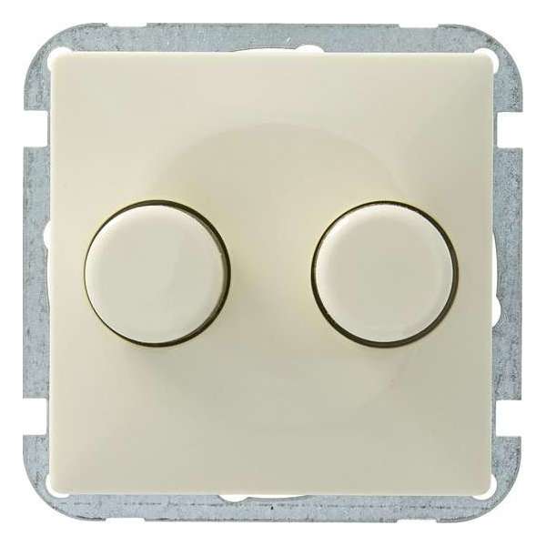 GAMMA duo dimmer - serie Everest - 230 V lampen en halogeen zonder trafo- 2x 50-300 watt - NIET GESCHIKT VOOR LED - creme GAMMA duo dimmer - serie Everest - 230 V lampen en halogeen zonder trafo- 2x 50-300 watt - NIET GESCHIKT VOOR LED - creme