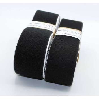 5 METER Zelfklevend Klittenband – Zwarte Velcro - 2 x 5 m – 5 cm breed