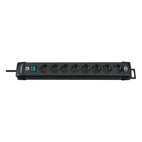 Brennenstuhl Premium-Line stekkerdoos met 8 contacten / zwart - 3 meter Brennenstuhl Premium-Line stekkerdoos met 8 contacten / zwart - 3 meter