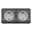 Buitenstopcontact - 2V - Opbouw - Randaarde - Horizontaal - Antraciet - Mureva Styl - Schneider Electric - MUR36029
