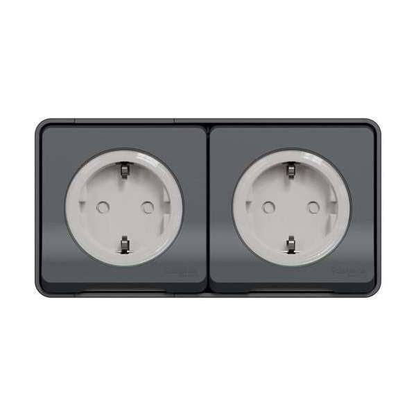 Buitenstopcontact - 2V - Opbouw - Randaarde - Horizontaal - Antraciet - Mureva Styl - Schneider Electric - MUR36029 Buitenstopcontact - 2V - Opbouw - Randaarde - Horizontaal - Antraciet - Mureva Styl - Schneider Electric - MUR36029