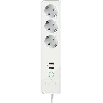 QNECT Slimme Stekkerdoos - Wi-Fi 2,4Ghz - 3-voudig met 2x USB - 16A - Max 3600W - Werkt met Google Home en Amazon Alexa