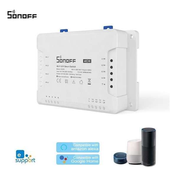 Sonoff - 4CHR3 - 4 gang Smart schakelaar - Smart WiFi Schakelaar Sonoff - 4CHR3 - 4 gang Smart schakelaar - Smart WiFi Schakelaar