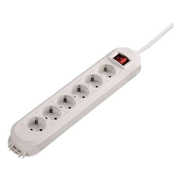 Hama Stekkerdoos 6-voudig met schakelaar, 3m, Wit Hama Stekkerdoos 6-voudig met schakelaar, 3m, Wit