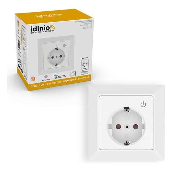 IDINIO Smart wandcontactdoos met timer & schakelaar - Universeel - Bedienbaar met app IDINIO Smart wandcontactdoos met timer & schakelaar - Universeel - Bedienbaar met app