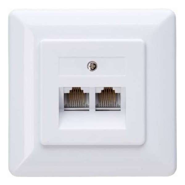 KOPP wandcontactdoos | 2 x RJ-45 | CAT6 | gescheiden aansluitingen | inbouw | met volle afdekplaat | wit KOPP wandcontactdoos | 2 x RJ-45 | CAT6 | gescheiden aansluitingen | inbouw | met volle afdekplaat | wit