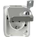 Schneider Electric Merten Aquastar wandcontactdoos 1-voudig met randaarde, spatwaterdicht, met afsluitbare klep