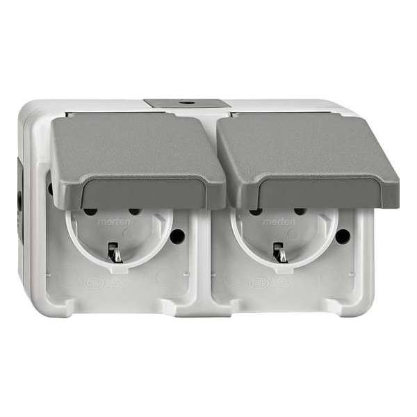 Buitenstopcontact - 2V - Opbouw - Randaarde - Horizontaal - Grijs - Aquastar - Schneider Electric - MTN2321-8029 Buitenstopcontact - 2V - Opbouw - Randaarde - Horizontaal - Grijs - Aquastar - Schneider Electric - MTN2321-8029