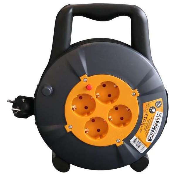Relectric Kabelhaspel - 10m - 4 stopcontacten - Randaarde - RELEC493746 Relectric Kabelhaspel - 10m - 4 stopcontacten - Randaarde - RELEC493746