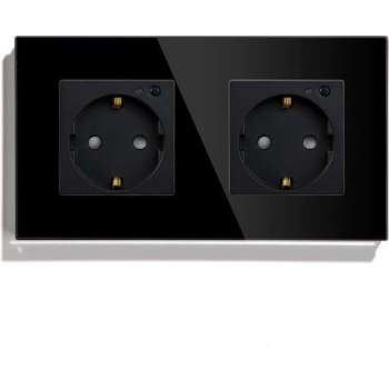 SmartinHuis - Slim tweevoudig stopcontact - Wifi - Zwart