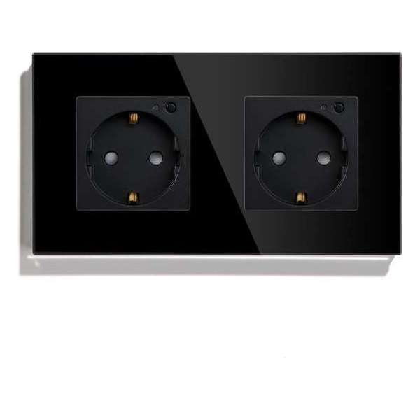 SmartinHuis - Slim tweevoudig stopcontact - Wifi - Zwart SmartinHuis - Slim tweevoudig stopcontact - Wifi - Zwart