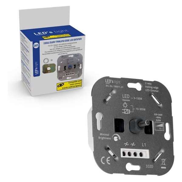 LED's Light EasyFix Dimmer LED - inbouw dimmer - Universeel - 5-300W LED's Light EasyFix Dimmer LED - inbouw dimmer - Universeel - 5-300W