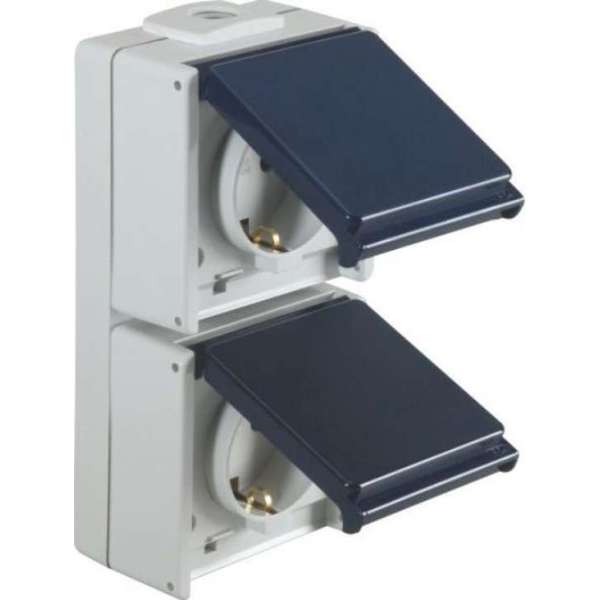 Opus Aqua Wandcontactdoos opbouw voor buiten 2-voudig verticaal Opus Aqua Wandcontactdoos opbouw voor buiten 2-voudig verticaal