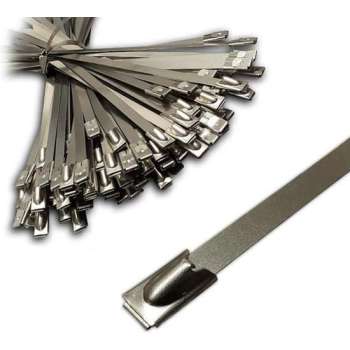 50x RVS kabelbinders-Tyraps-RVS Tyraps-Uitlaatwrap 4,6x300mm.