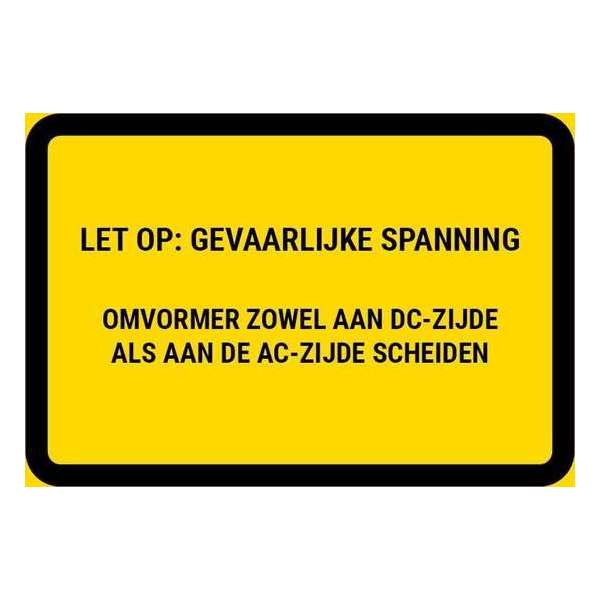 PV Sticker Omvormer NEN1010 - LET OP: Gevaarlijke spanning - 25 STUKS PV Sticker Omvormer NEN1010 - LET OP: Gevaarlijke spanning - 25 STUKS
