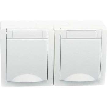 Panasonic Viko waterdicht buitenstopcontact - tweevoudig - horizontaal - wit