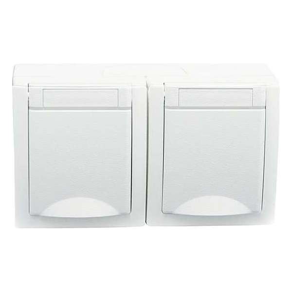 Panasonic Viko waterdicht buitenstopcontact - tweevoudig - horizontaal - wit Panasonic Viko waterdicht buitenstopcontact - tweevoudig - horizontaal - wit