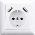 Homra Brock USB stopcontact | Inbouw wandcontactdoos | Wit