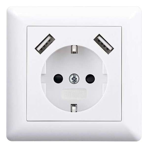Homra Brock USB stopcontact | Inbouw wandcontactdoos | Wit Homra Brock USB stopcontact | Inbouw wandcontactdoos | Wit