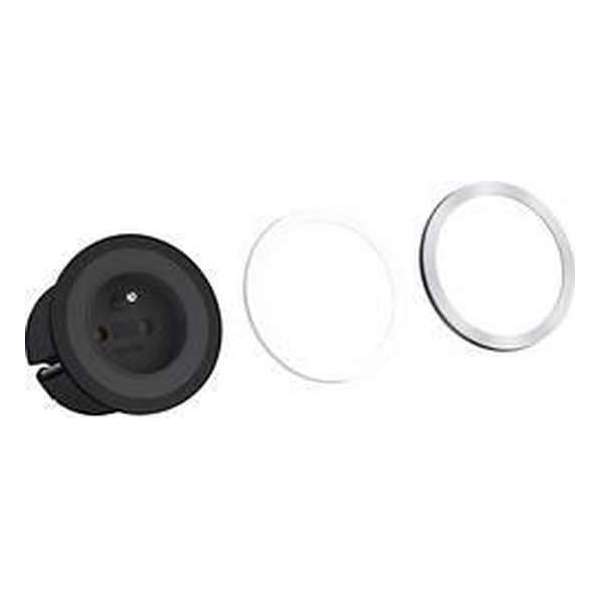 Bachmann Pix - Inbouw stopcontact - 1x 230V - zwart + wit + RVS-look - 2 meter aansluitsnoer