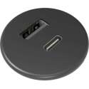 Powerdot micro 30mm inbouw USB A+C lader, zwart kunststof