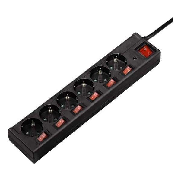Hama Stekkerdoos 6-voudig 6+1 schakelaars overspanning Hama Stekkerdoos 6-voudig 6+1 schakelaars overspanning