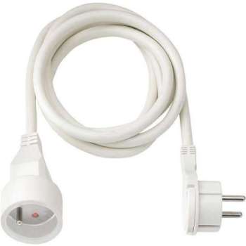 BRENNENSTUHL 3m verlengsnoer met platte stekker (H05VV-F 3G1.5-kabel, IP20), Wit