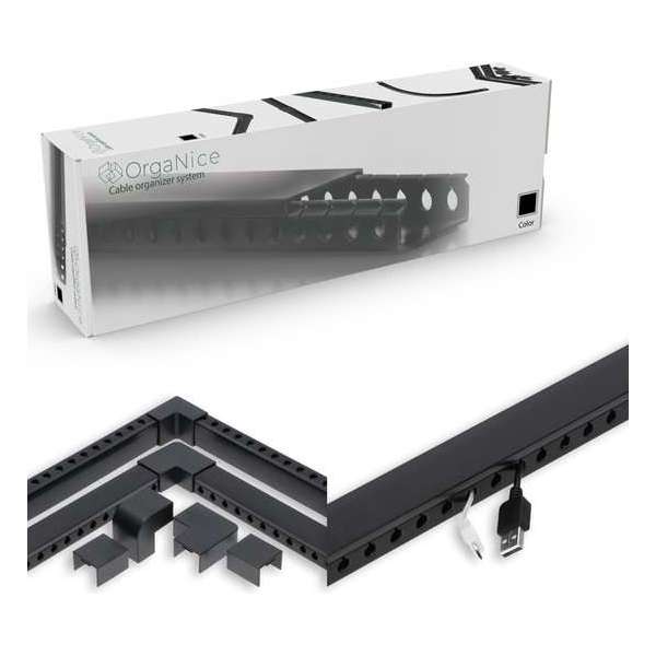 OrgaNice Kabel Organiser Set met plakstrip - Buigbaar & Impactbestendig - Zwart OrgaNice Kabel Organiser Set met plakstrip - Buigbaar & Impactbestendig - Zwart