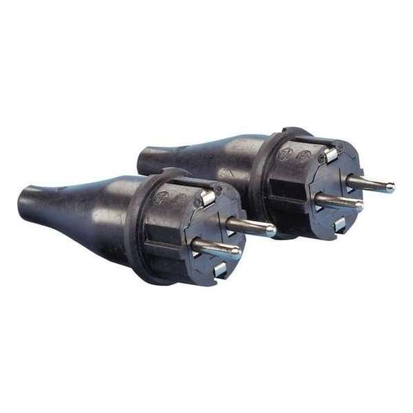 AS Schwabe Stekker, 2-pool, massief rubber, aarding, 2 stuks, zwart AS Schwabe Stekker, 2-pool, massief rubber, aarding, 2 stuks, zwart