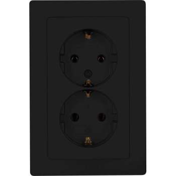 Wandcontactdoos -  Inbouw - Dubbel Stopcontact - Mat Zwart - OVIVO