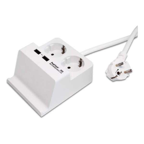 PeakTech 3125 Stekkerdoos met 2 x 230 V veiligheidsaansluitingen en 2 x USB-lader met 2,5 A PeakTech 3125 Stekkerdoos met 2 x 230 V veiligheidsaansluitingen en 2 x USB-lader met 2,5 A