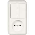 Stopcontact + Serieschakelaar - Opbouw - Polarwit - Contura - Schneider Electric - 399504