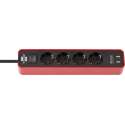 Brennenstuhl 1153240076 power uitbreiding 1,5 m 4 AC-uitgang(en) Binnen Zwart, Rood