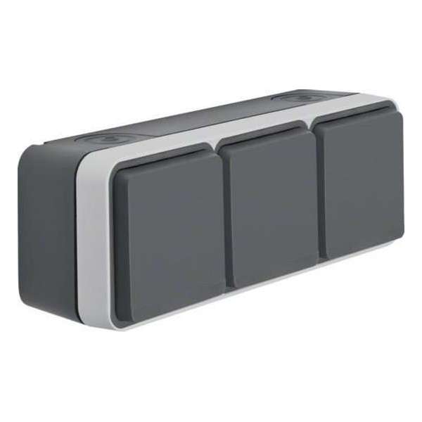 Berker buiten stopcontact - WCD 3V + RA - horizontaal - grijs - IP55 Berker buiten stopcontact - WCD 3V + RA - horizontaal - grijs - IP55
