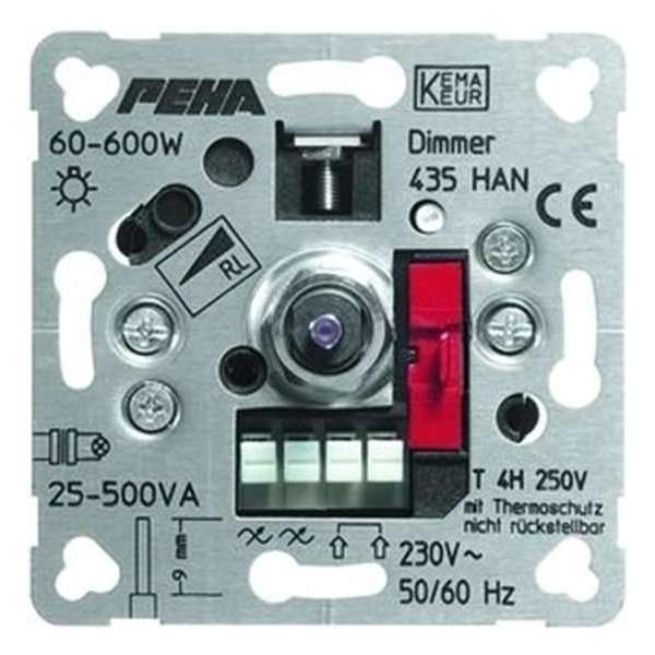 PEHA halogeendimmer | inbouw element | voor spoelentrafo | 60 - 600 W | draai / druk PEHA halogeendimmer | inbouw element | voor spoelentrafo | 60 - 600 W | draai / druk