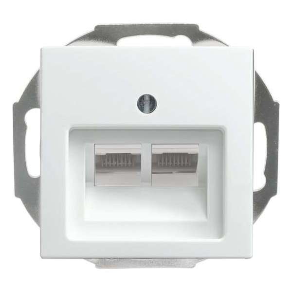 Contactdoos – telefoon – data – inbouw – CAT6A – 2 x 8–polig – geschikt voor afdekraam Busch–Jaeger Balance – polarwit Contactdoos – telefoon – data – inbouw – CAT6A – 2 x 8–polig – geschikt voor afdekraam Busch–Jaeger Balance – polarwit