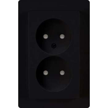 KOPP - Wandcontactdoos - Paris - Inbouw - 1-voudig Dubbel Stopcontact - Kinderbeveiliging - Mat Zwart - BES LED