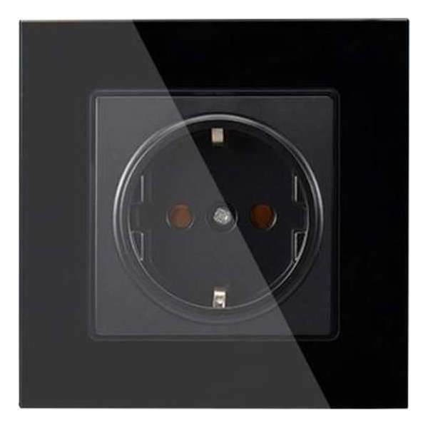 Stopcontact inbouw enkel zwart inclusief glasframe zwart Improducts® huismerk Stopcontact inbouw enkel zwart inclusief glasframe zwart Improducts® huismerk