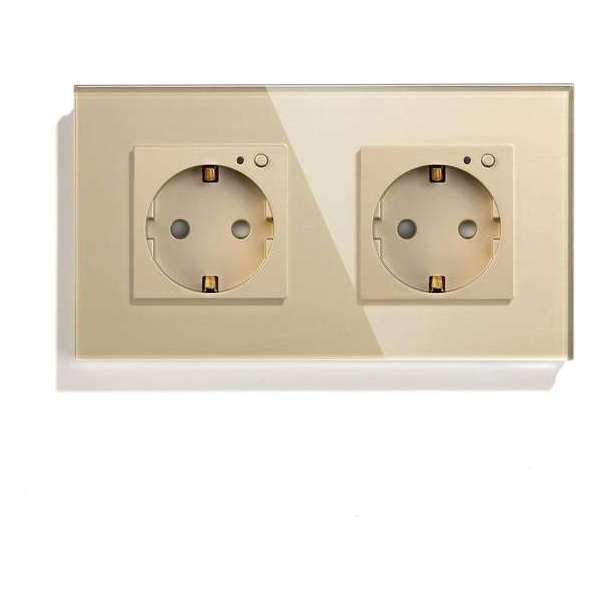 SmartinHuis - Slim tweevoudig stopcontact - Wifi - Goud SmartinHuis - Slim tweevoudig stopcontact - Wifi - Goud