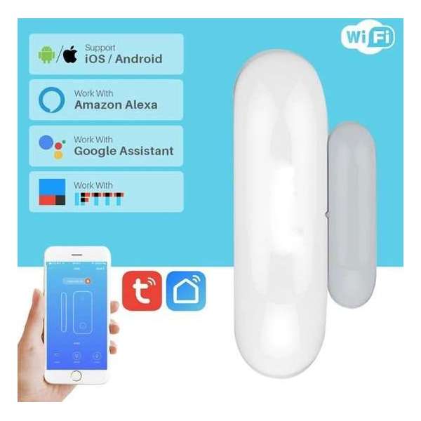 Slimme draadloze raam / deur sensor, geschikt voor smartphone applicatie, TUYA, SMARTLIFE en IFTTT Slimme draadloze raam / deur sensor, geschikt voor smartphone applicatie, TUYA, SMARTLIFE en IFTTT