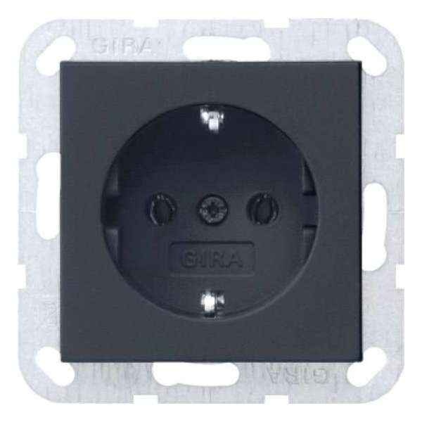 Gira Systeem 55 wandcontactdoos (wcd schakelmat.), kunststof, zwart, Gira Systeem 55 wandcontactdoos (wcd schakelmat.), kunststof, zwart,