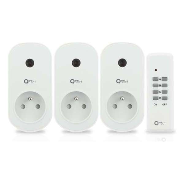 PROFILE draadloos stopcontact - set 3 stuks - met afstandsbediening - max 1000W - wit PROFILE draadloos stopcontact - set 3 stuks - met afstandsbediening - max 1000W - wit